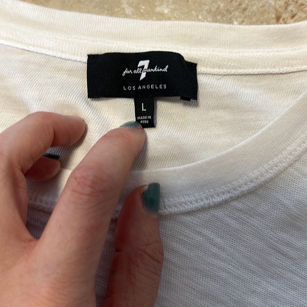 7 For All Mankind Plain White Tee Shirt Men's size L - Picture 4 of 8
